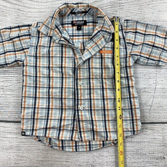 Ecko Unltd Plaid Shirt Toddler Size 4T Button Up Collared Shirt - Extra Button - Picture 6 of 7